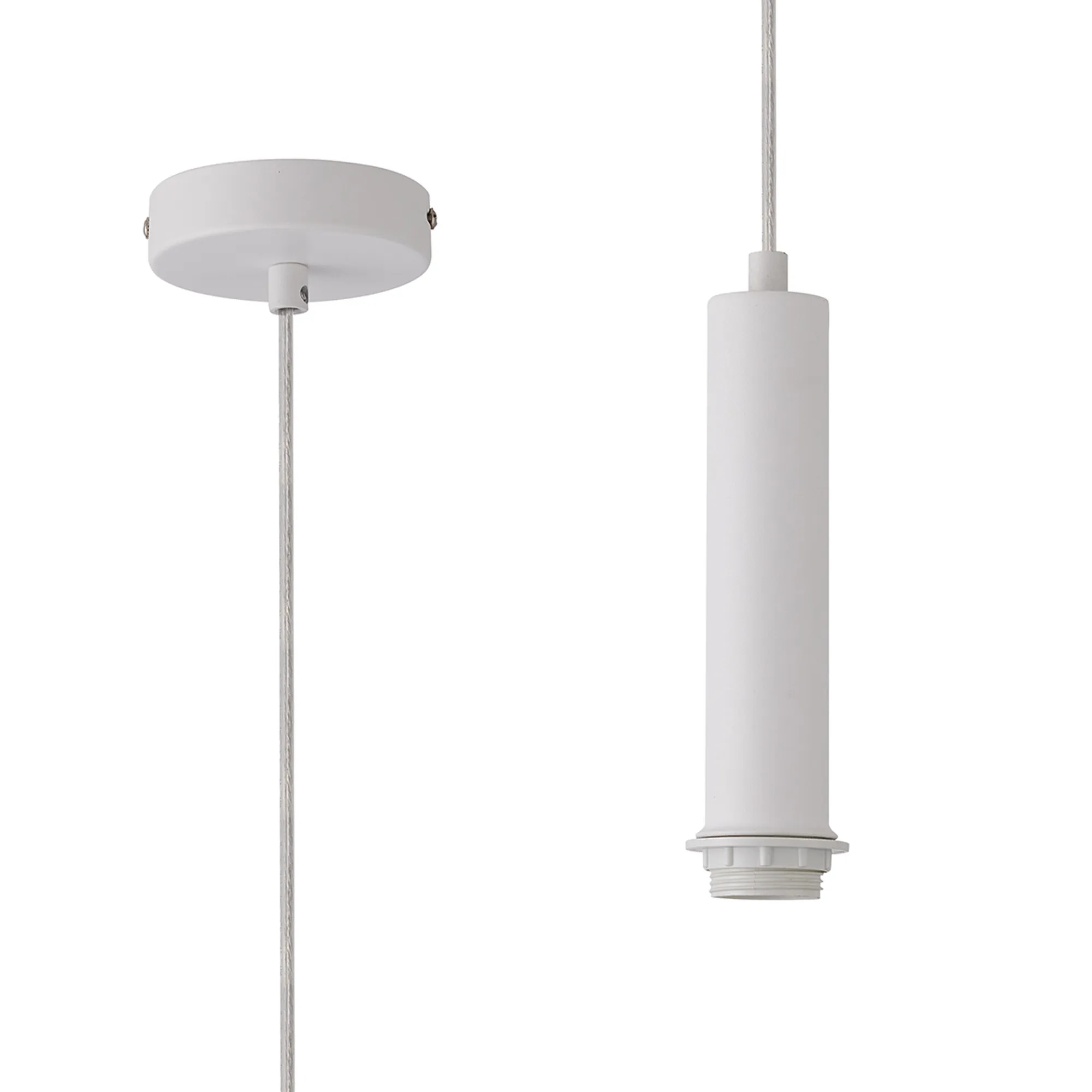 D0890WH  Wick 1.5m 1 Light Pendant, 1 x E27, Satin White